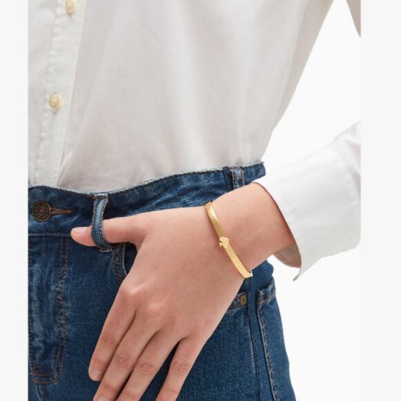 Women's Kate Spade New York Gold-Tone Spade Hinge Bangle Bracelet - Picture 2 of 3